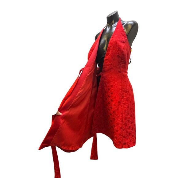 NWT Victoria Pappas Red Polka Dot Halter Dress 8 - Picture 4 of 6